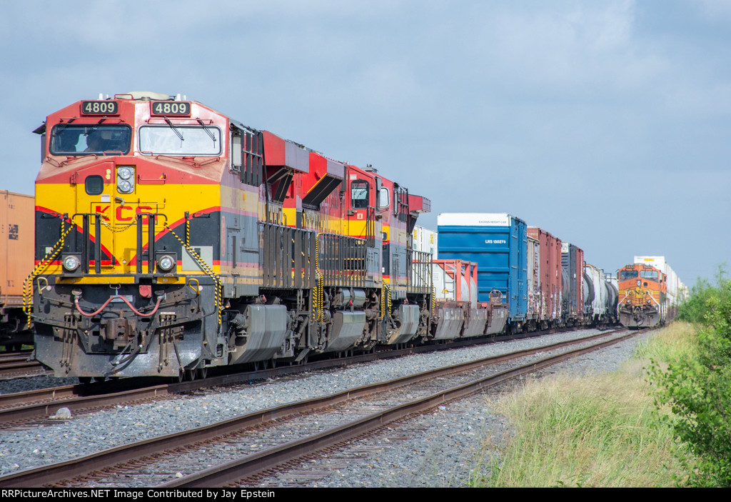 KCS and BNSF Trains wait to proceed towards Houston